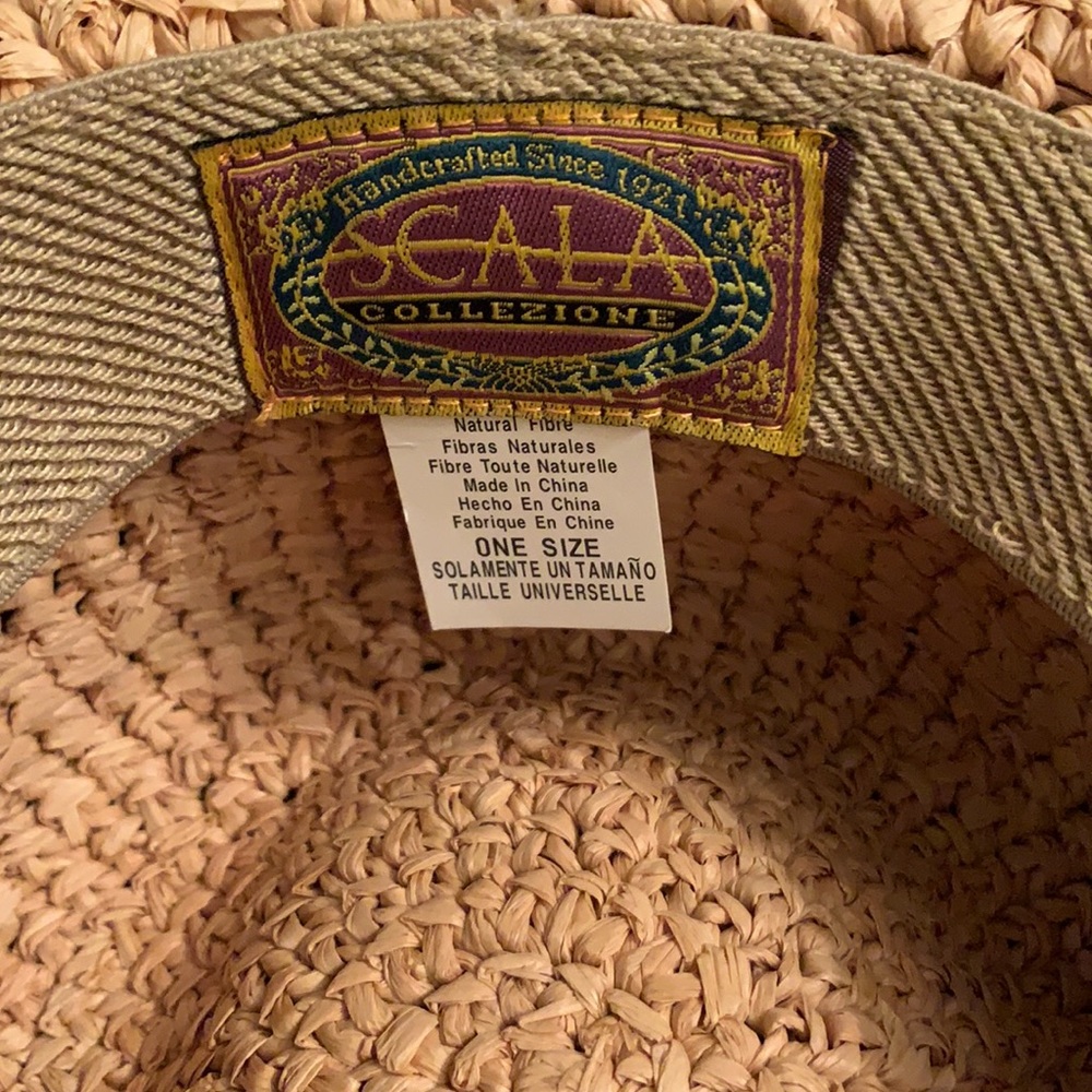 Scala Natural Raffia Straw Hat With Palm Tree Ban… - image 7